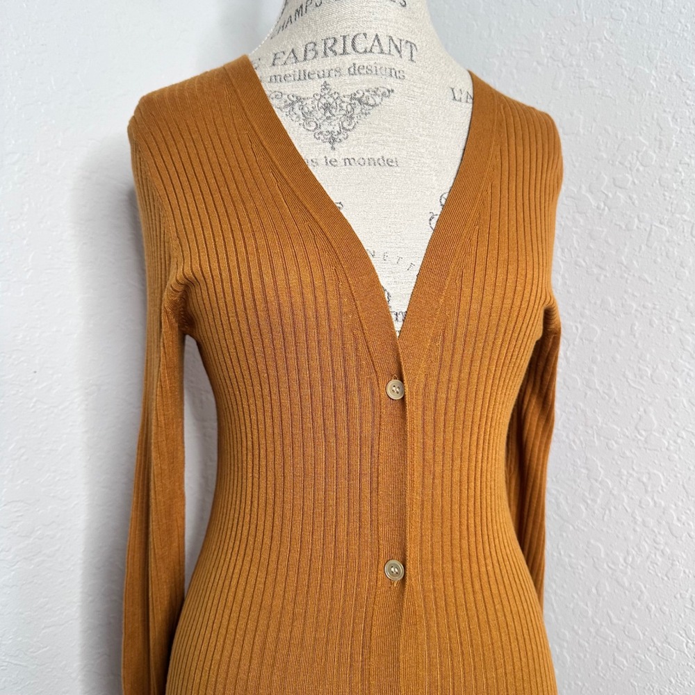 Meadow Rue Anthropologie Ribbed Knit Cardigan duster Ribbed Rust Brown - Picture 4 of 9